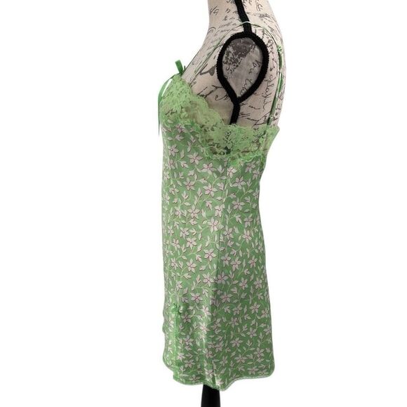Victoria's Secret Angels Lace Trim Slip Dress/Nightie Gown Green Floral Small - Picture 7 of 10